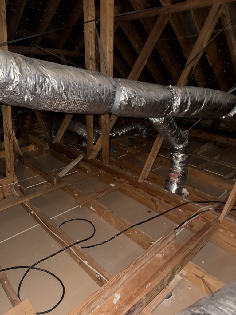 Attic cleaned out after insulation removal